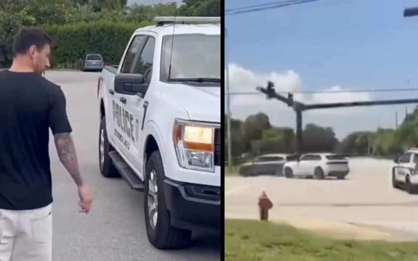 Messi se lleva semáforo en rojo en Miami
