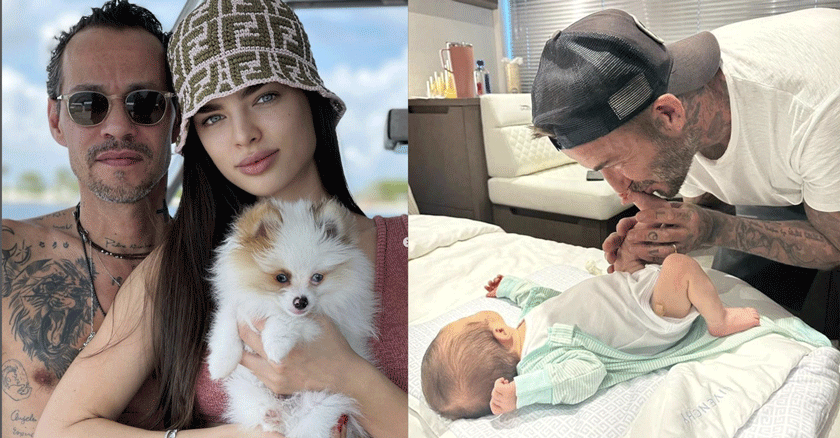 David Beckham conoce al bebé de Marc Anthony y Nadia Ferreira