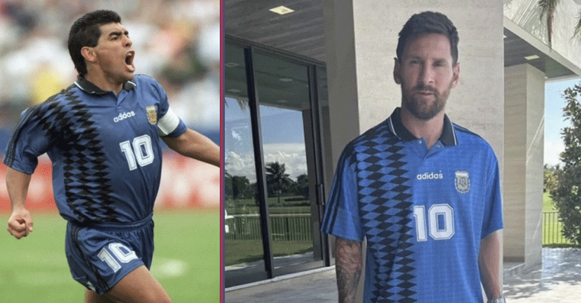Lionel Messi posó con histórica camiseta de Maradona