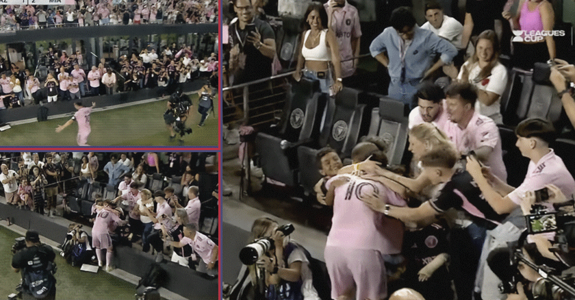 El tierno abrazo de Lionel Messi con sus hijos después de anotar  su primer gol