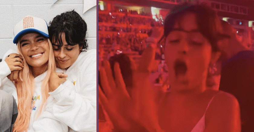 Camila Cabello se suelta y disfruta bajo la lluvia en el concierto de Karol G en Miami