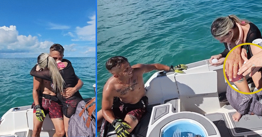 Cubano pide matrimonio a su novia en el mar de Miami