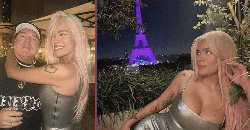 «Noche Estelar en París»: Karol G y su Encantador Encuentro con su Padre, Adornado por un Vestido Llameante