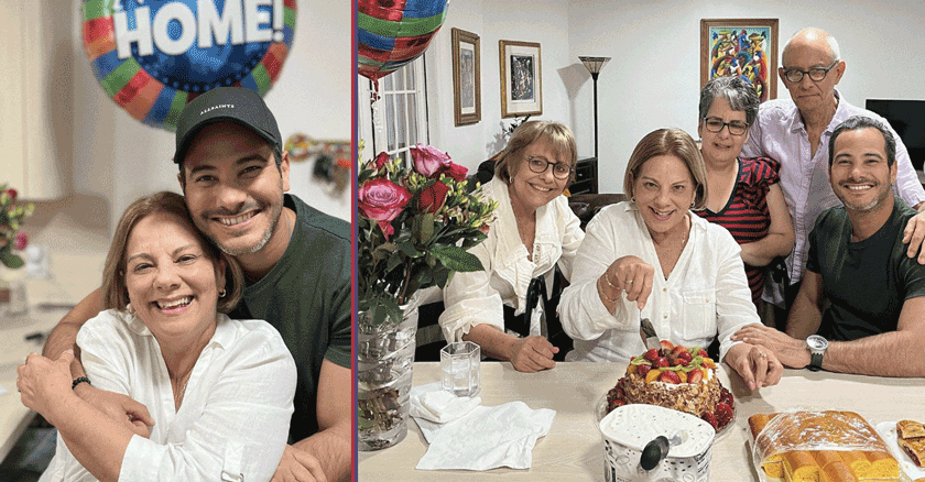 El actor Carlos Enrique Almirante recibe a su mamá en los Estados Unidos