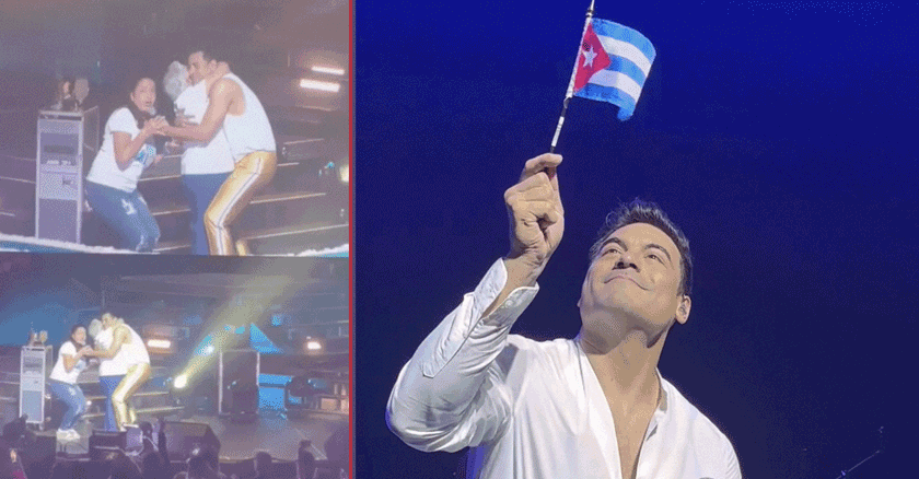 Cubana emociona a Carlos Rivera  durante concierto en Miami al hacerle un emotivo regalo
