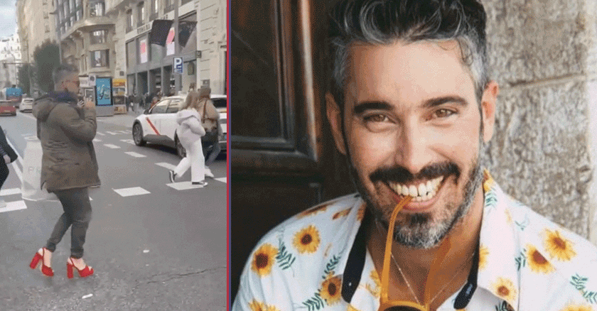 Actor Ray Cruz se pasea por Madrid en tacones